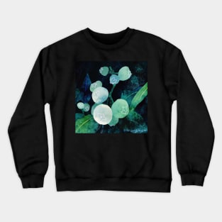 Green Blueberry Branch Negative Painting Watercolor Crewneck Sweatshirt